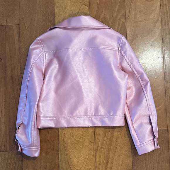 Blueberi Boulevard Metallic Pink Moto Faux Leather Metallic Jacket NWOT - Picture 4 of 4